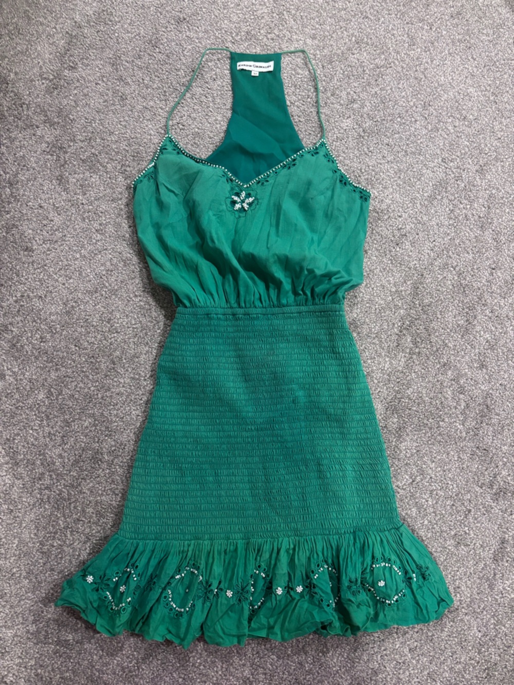 Karina Grimaldi Emerald Green Dress with Beaded Trim